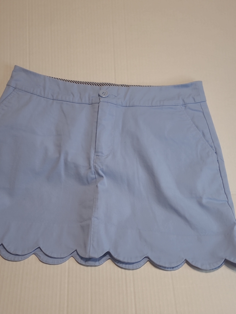 Crown & Ivy Light Blue Scalloped Hem Skort